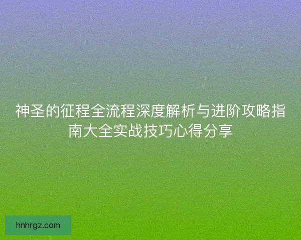神圣的征程全流程深度解析与进阶攻略指南大全实战技巧心得分享