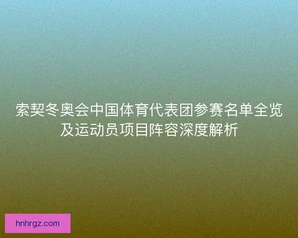 索契冬奥会中国体育代表团参赛名单全览及运动员项目阵容深度解析